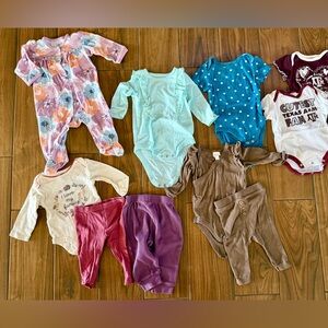 3-6 Month Girls Assorted Onesies, Pants & Rompers